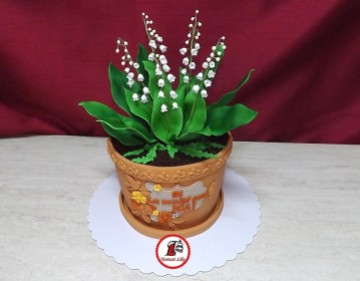 tort lacramioare ghiveci_Lily of the valley pot cake